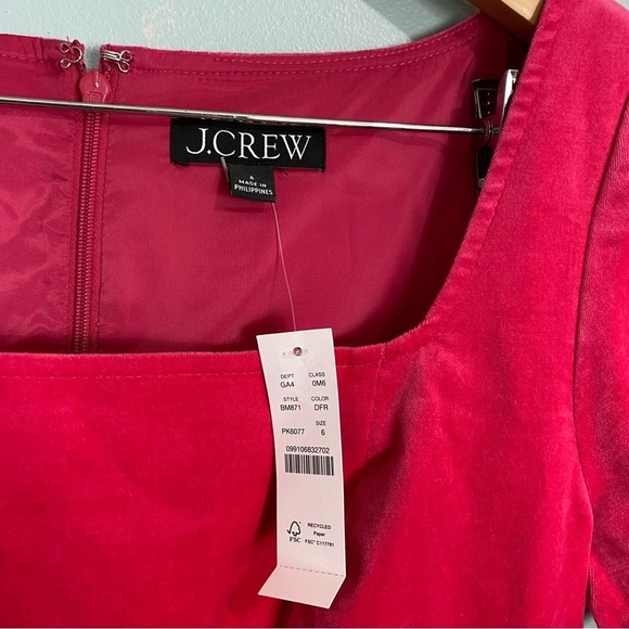 J Crew BM871 Sz 6 Square Neck Sheath‎ Dress Velvet Pink Mini BM871 - Picture 2 of 5